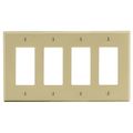 Hubbell Wiring Device-Kellems Wallplate, Mid-Size 4-Gang, 4) Decorator, Ivory PJ264I